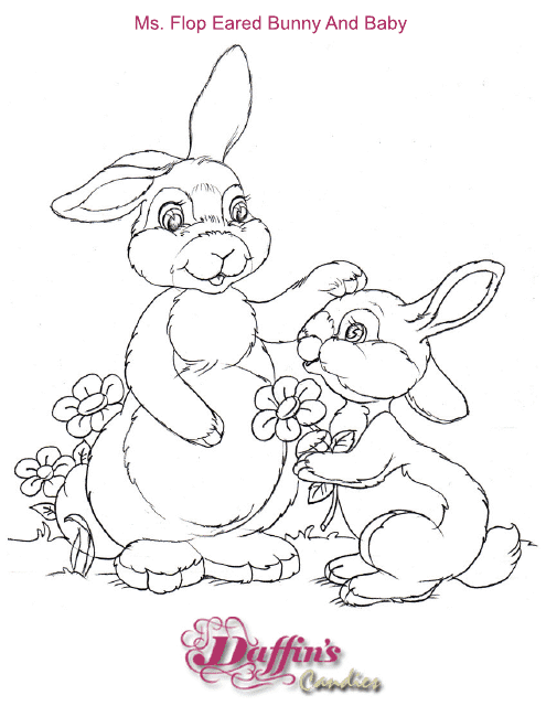 Colorful bunnies coloring sheet preview image