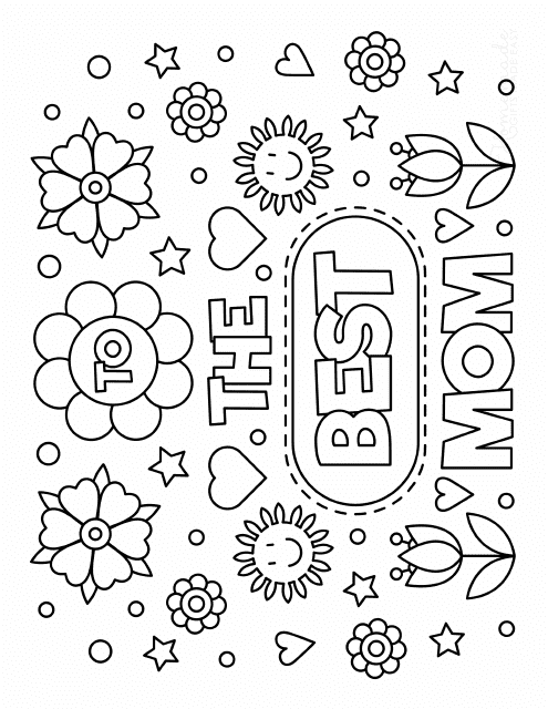 Cute and Heartwarming "The Best Mom" Coloring Page