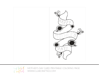 Document preview: Mother's Day Coloring Page - Ribbon