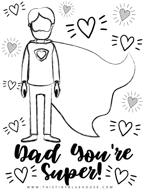 Super Dad Coloring Page - Printable Father's Day coloring sheet