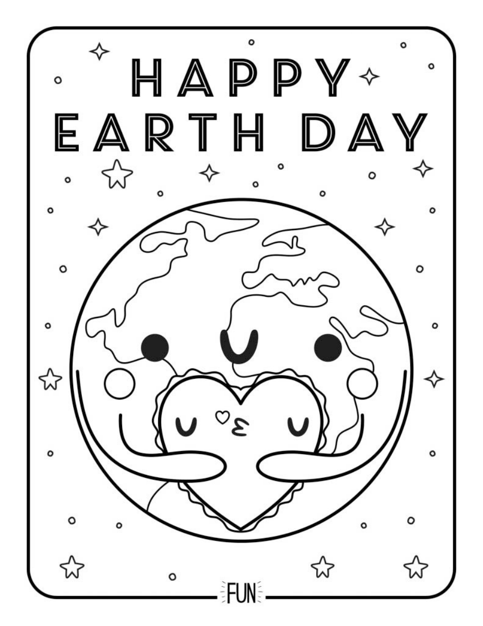 Earth Day Coloring Page Illustration