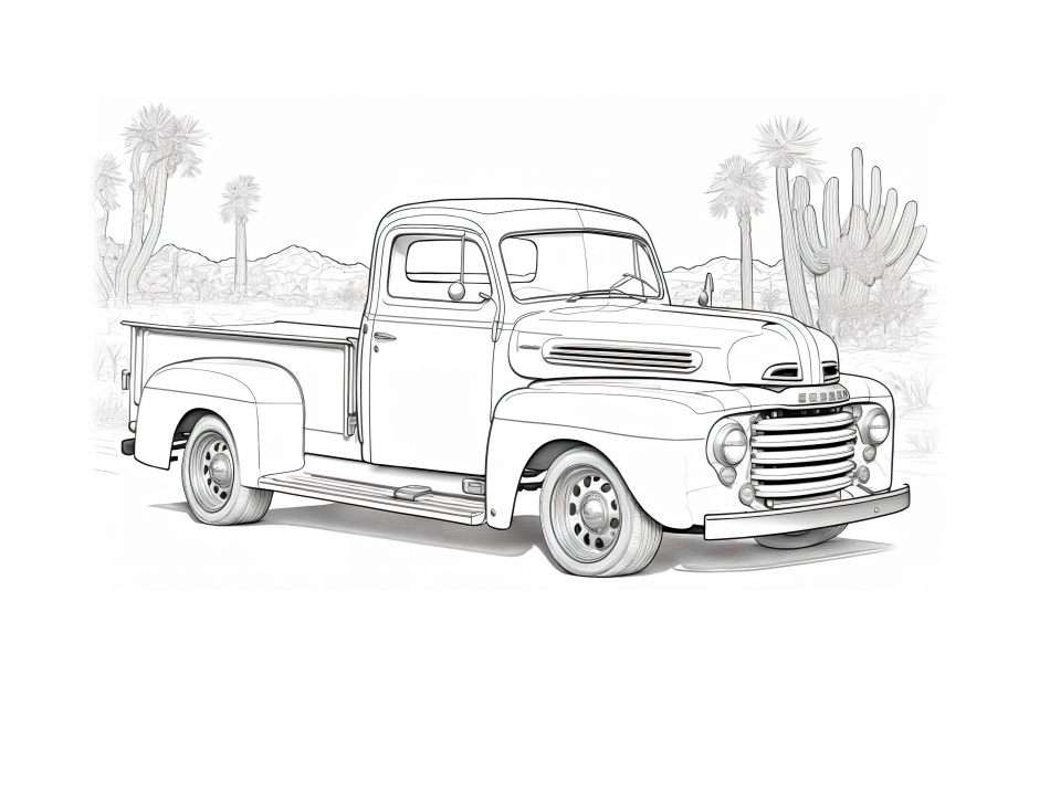 Pickup truck coloring page - Printable coloring design of a pickup truck for all ages