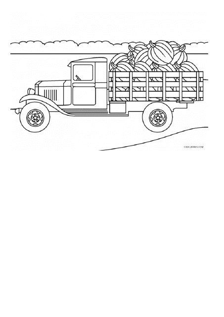 Pumpkin Truck Coloring Page Preview - TemplateRoller.com