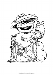 Document preview: Elmo Inside Dustbin Coloring Page