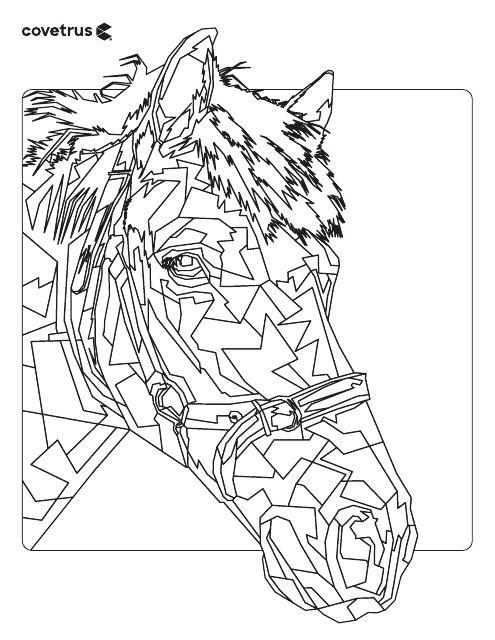 Horse Face Mosaic Coloring Page - Preview Image