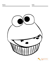 Document preview: Elmo Cupcake Coloring Page