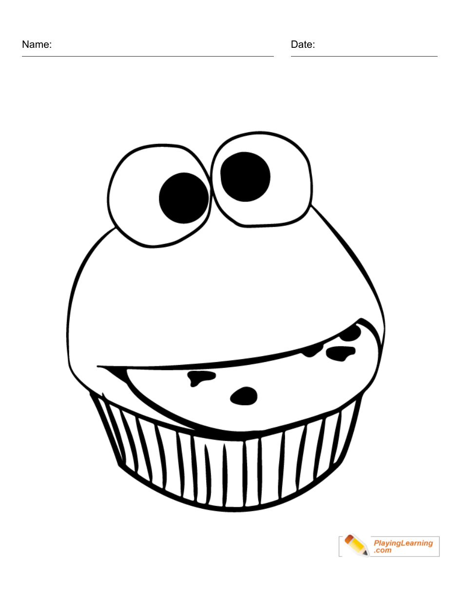 Elmo Cupcake Coloring Page - Free Printable PDF Template