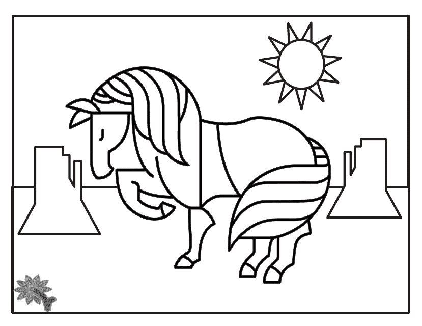 Cute Horse Coloring Page - Printable Coloring Sheet for Kids