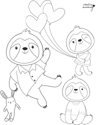 Document preview: Sloth Family Coloring Page