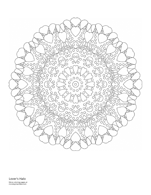 Adult Mandala Coloring Page - Lover's Halo