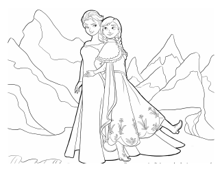 Document preview: Frozen Sisters Coloring Page