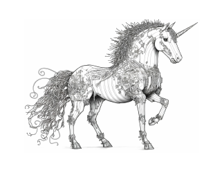 Document preview: Horse Coloring Page - Steampunk