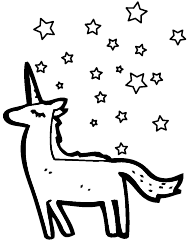 Document preview: Unicorn Coloring Page - Starry Night