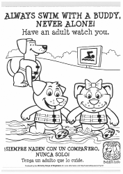 Document preview: Swimming Safety Coloring Page (English/Spanish)