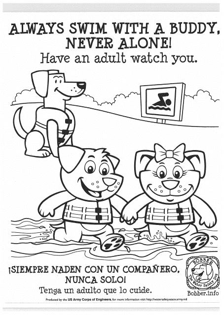 Swimming Safety Coloring Page (English/Spanish)