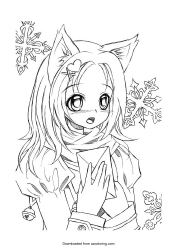 Document preview: Anime Girl Coloring Page