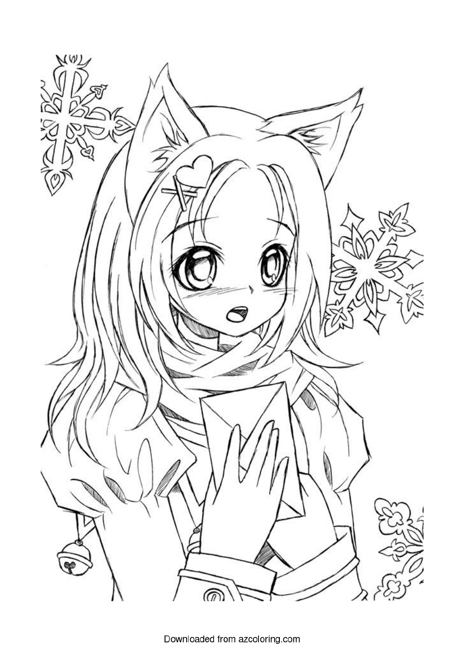 Anime Coloring Page Praying Child · Creative Fabrica