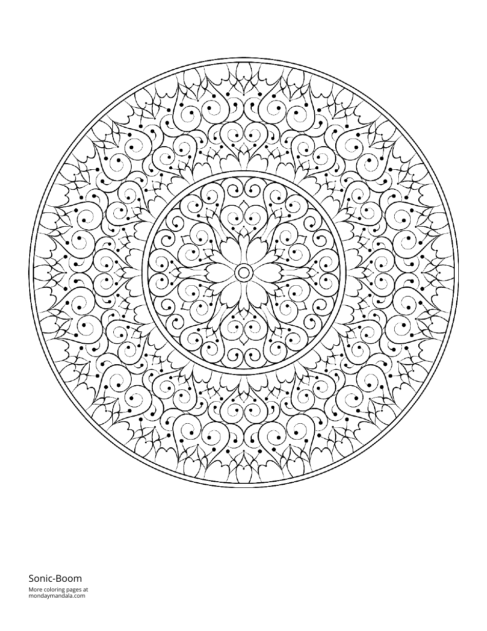 Sonic-Boom Mandala Coloring Page Download Printable PDF | Templateroller