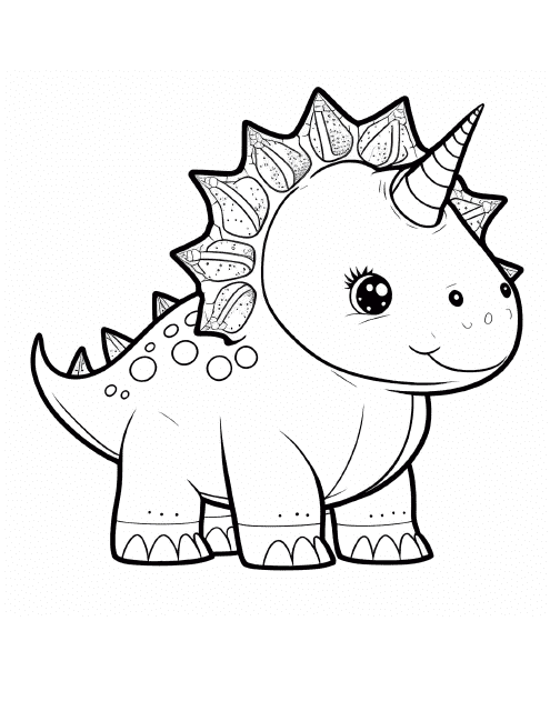 Cute Baby Dinosaur Coloring Page - TemplateRoller