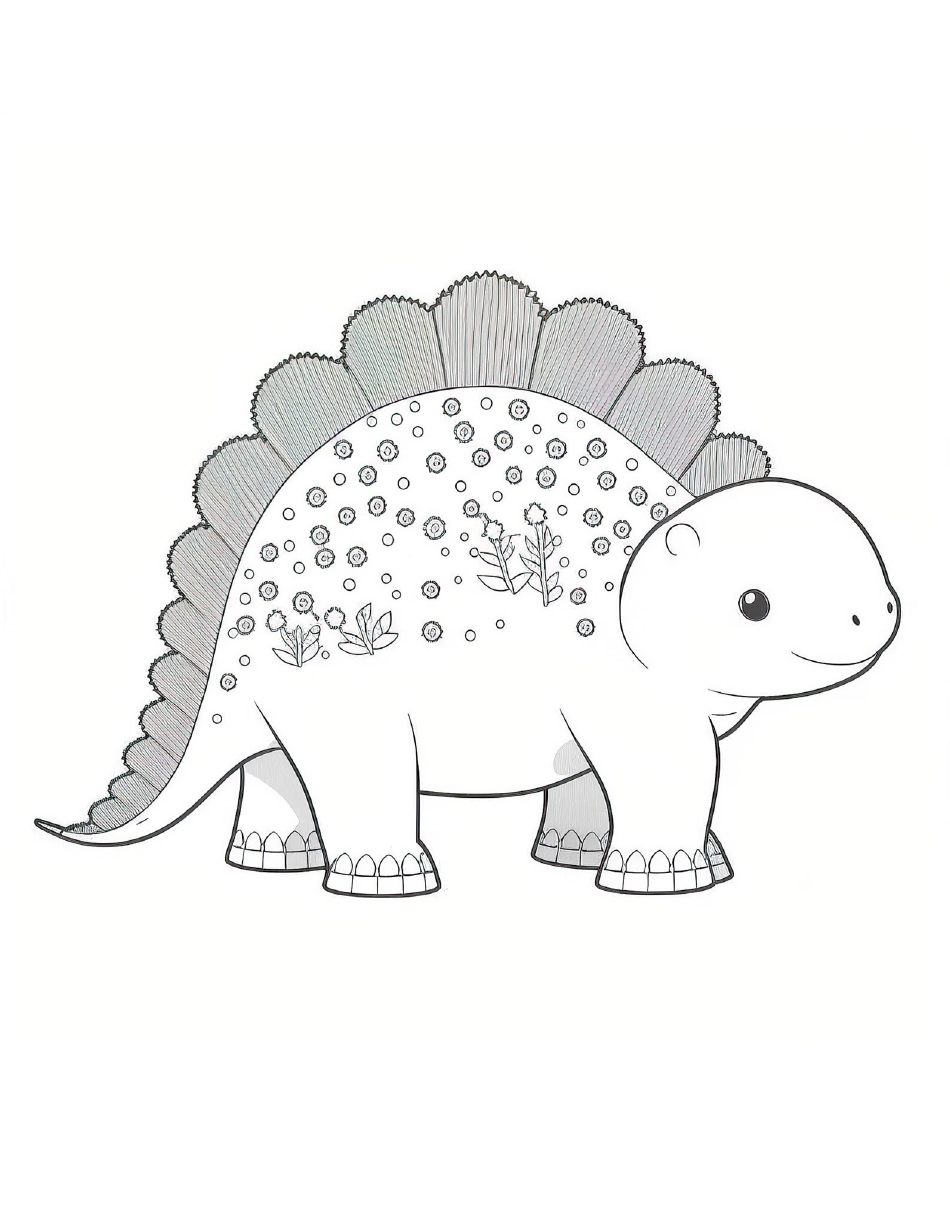 Baby Stegosaurus Coloring Page preview image