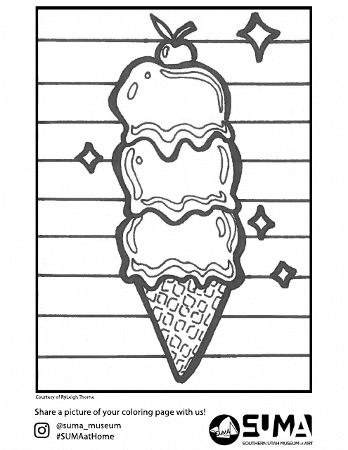 Triple Scoop ICE Cream Coloring Page