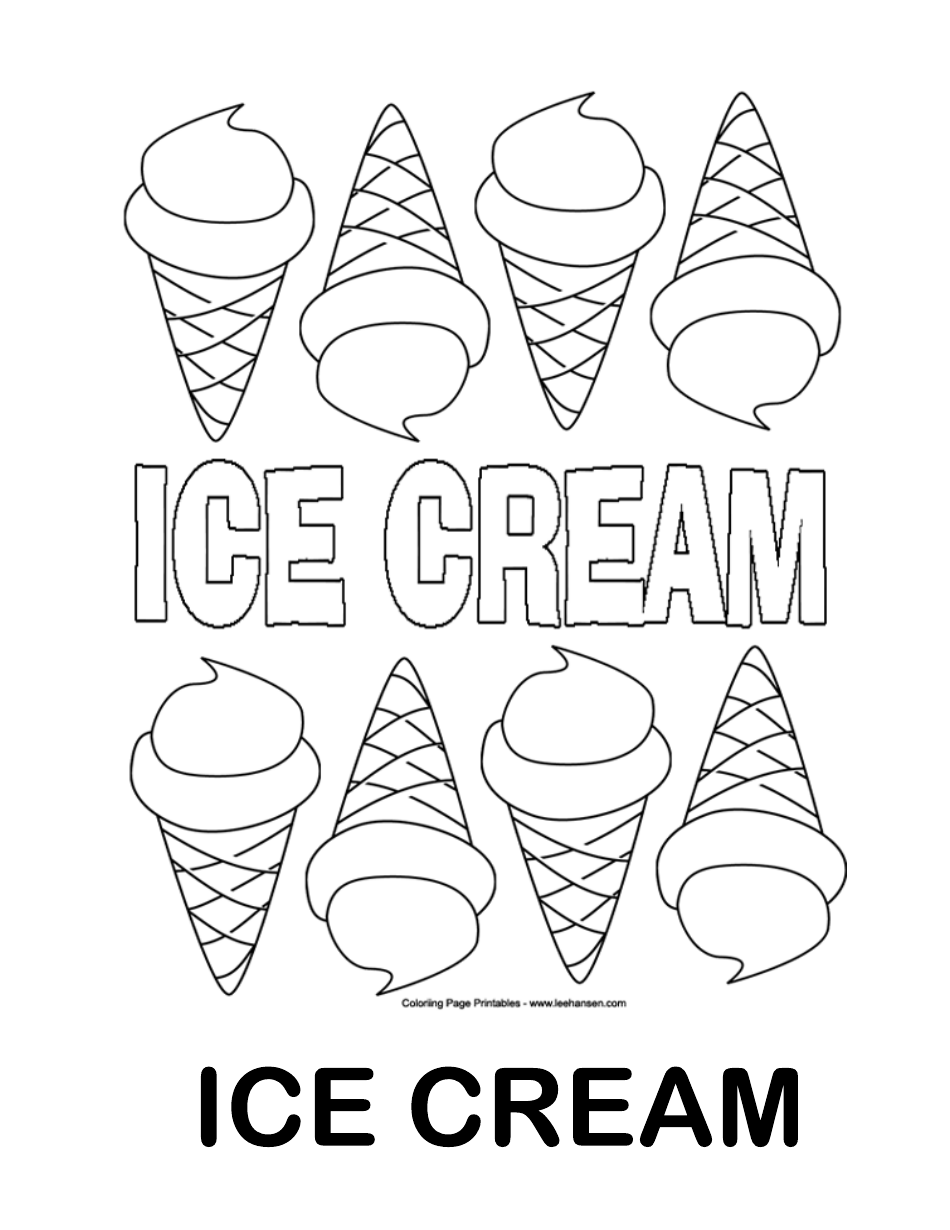 ICE Cream Cones Coloring Page - Printable Coloring Worksheet for Kids