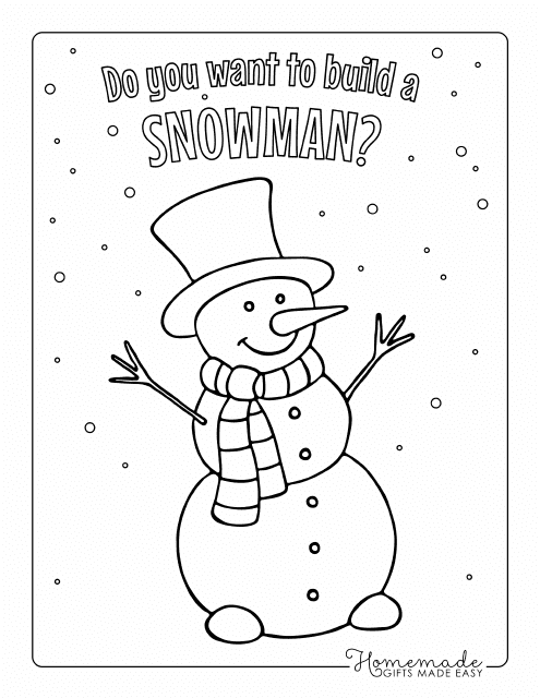 A delightful snowman standing in a snowy background, ready to be [ colored / colored in ] with vibrant shades and create a charming winter scene.