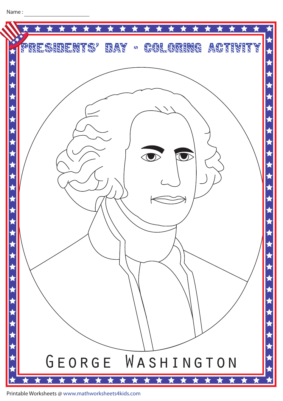 President's Day Coloring Page featuring George Washington