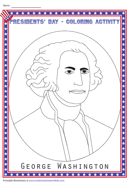 President's Day Coloring Page featuring George Washington