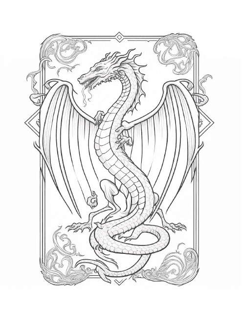 Dragon Card Sleeve Coloring Sheet