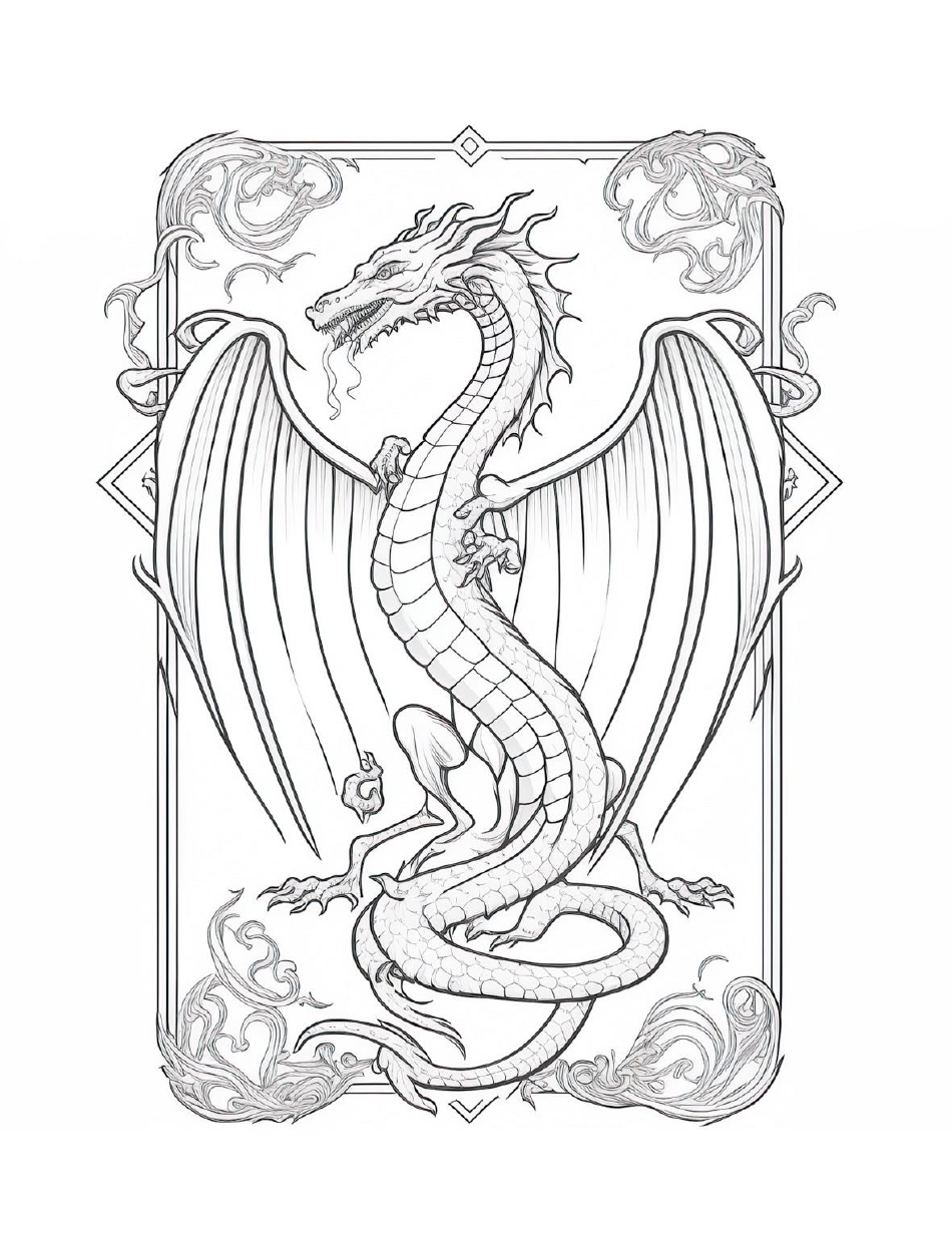 Dragon Card Sleeve Coloring Sheet - Free Printable Template