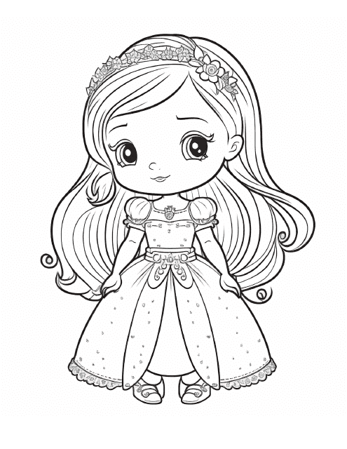 Little Girl Coloring Page Image Preview