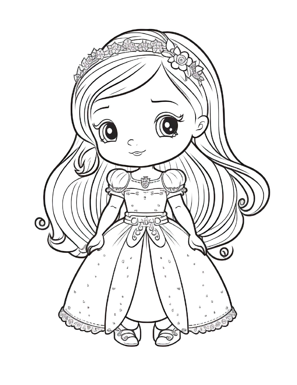 Little Girl Coloring Page Image Preview