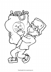 Document preview: Halloween Coloring Page - Bag of Treats
