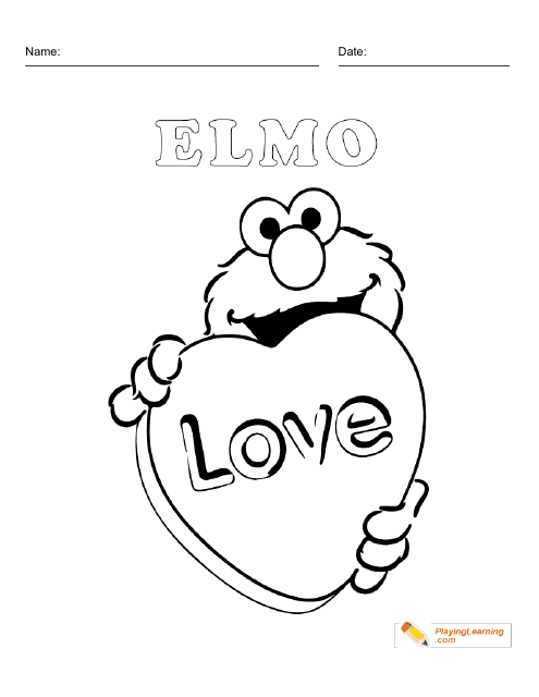 Valentine's Day Coloring Page featuring Elmo