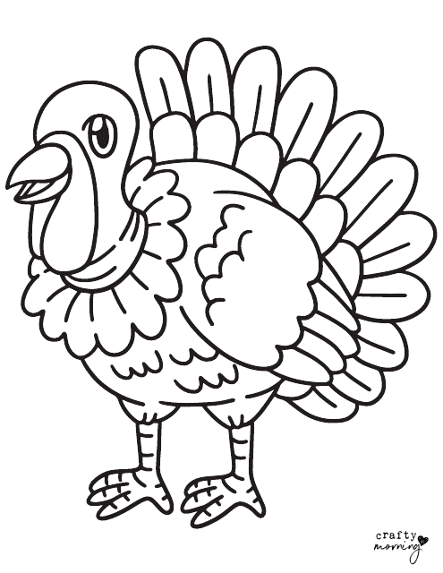 Cartoon Turkey Coloring Page - Quirky, Fun and Engaging Design Preloaded in vibrant hues ready to bring out every child's creative side.