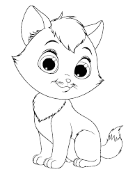 Document preview: Cartoon Cat Coloring Page