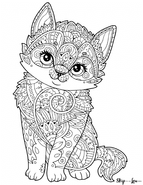 Mandala Cat Coloring Page - TemplateRoller