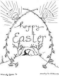 Document preview: Easter Coloring Page - He Is Risen