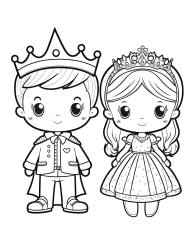 Document preview: Little Prince and Princess Coloring Page