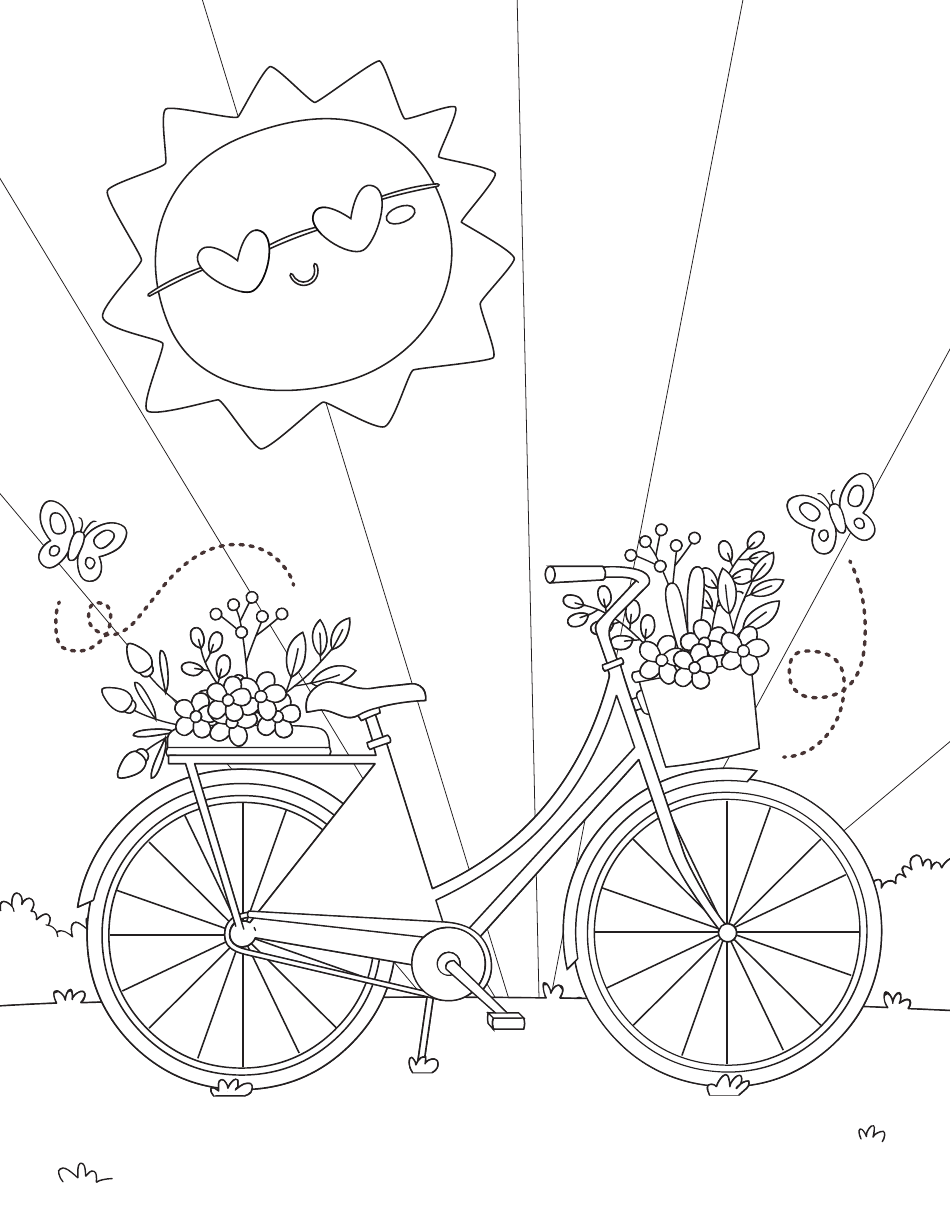 Summer Bike Coloring Page