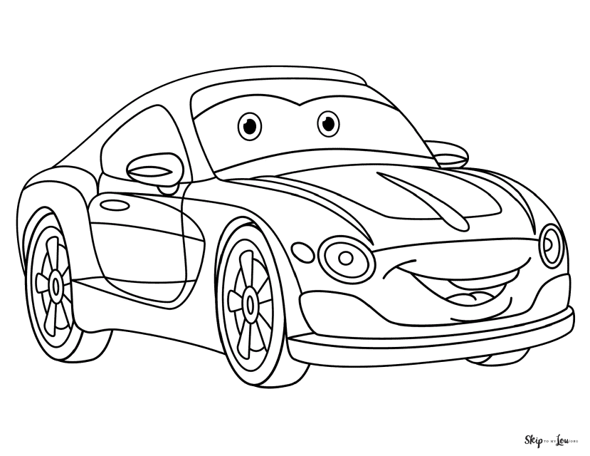 Disney Cars Coloring Page - Printable coloring sheet featuring Disney's popular animated characters from Cars series. Enjoy hours of artistic fun by coloring Lightning McQueen, Mater, and their friends on this delightful coloring page.