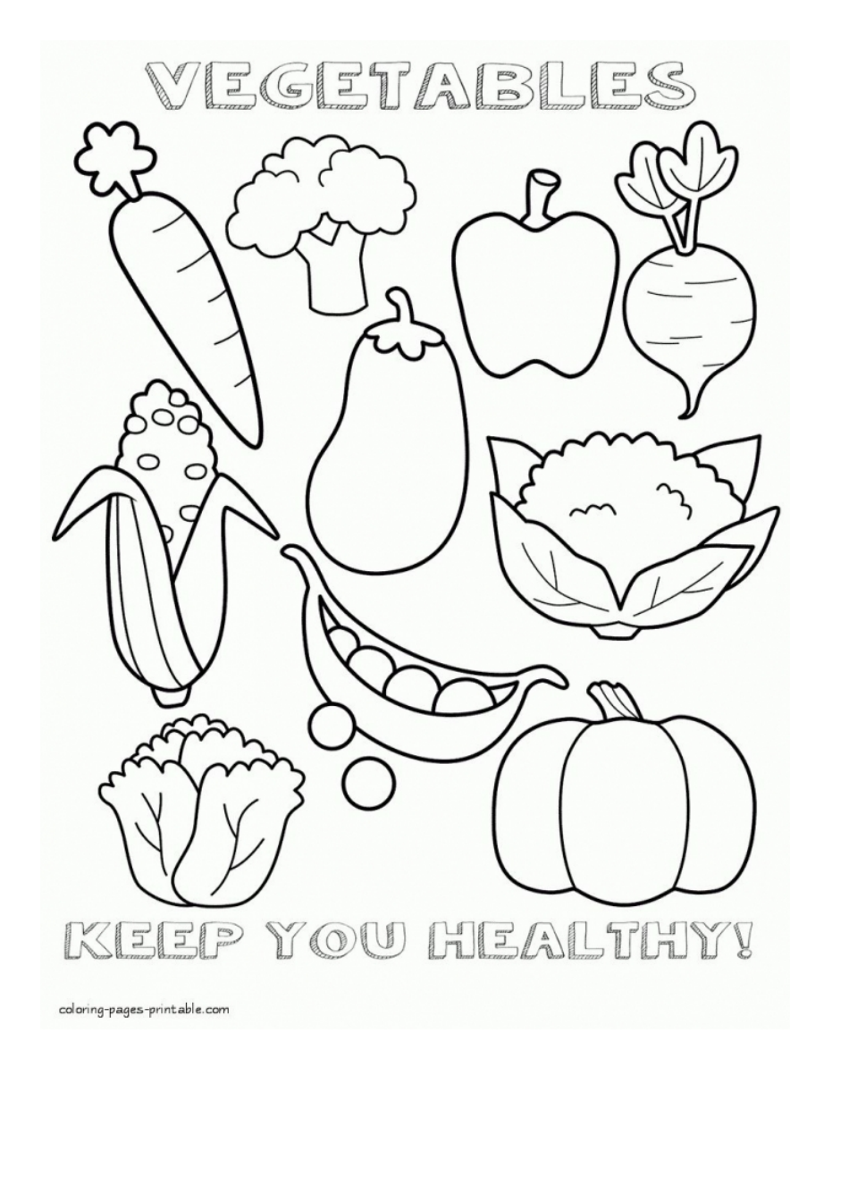 Vegetables Coloring Page Download Printable PDF | Templateroller