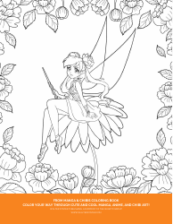 Document preview: Anime Fairy Coloring Page