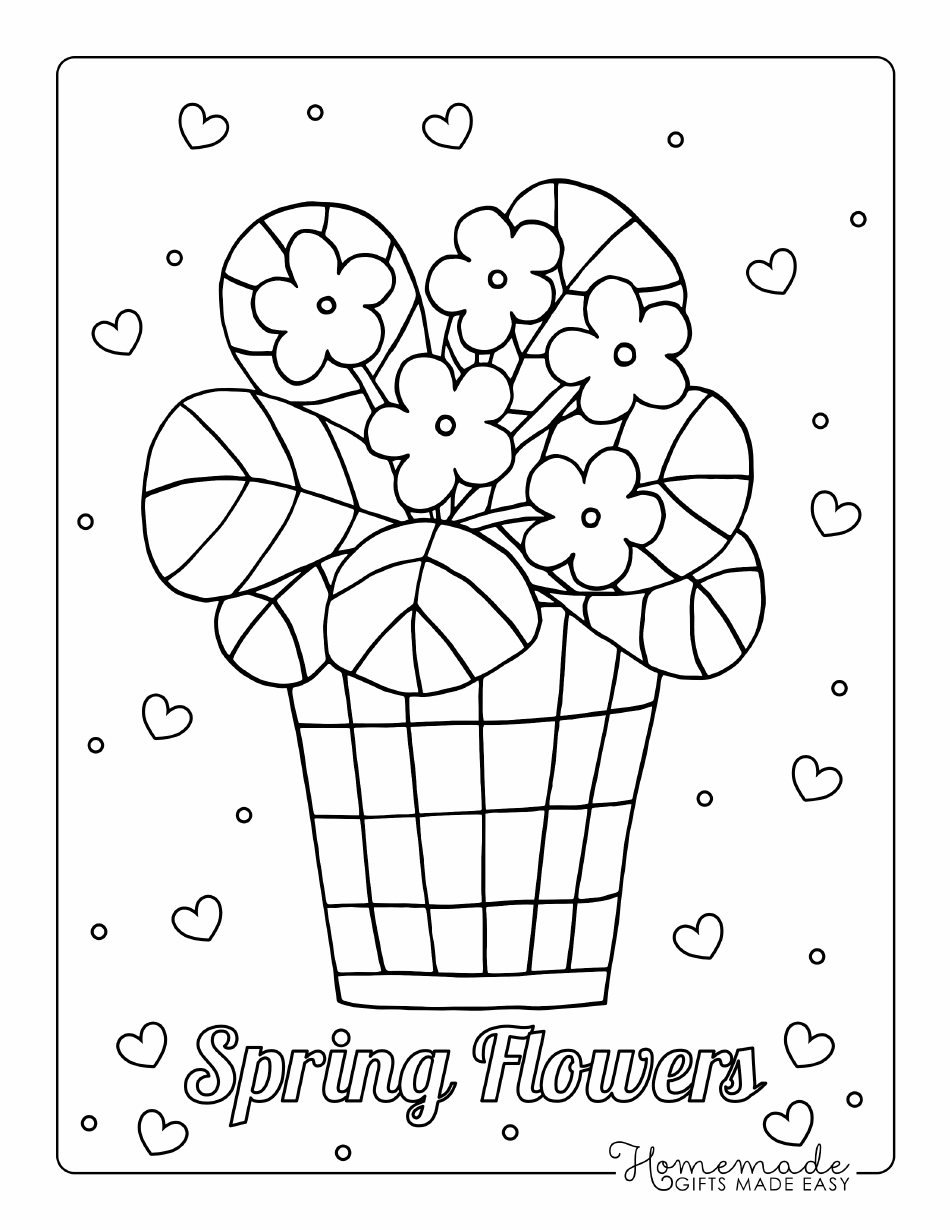 Spring Flowers Coloring Page Preview