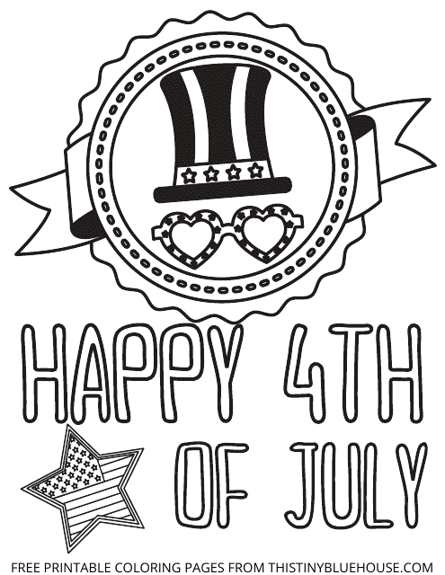 Happy 4th of July Coloring Page Illustration