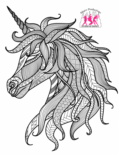 Adult Coloring Page Unicorn Preview