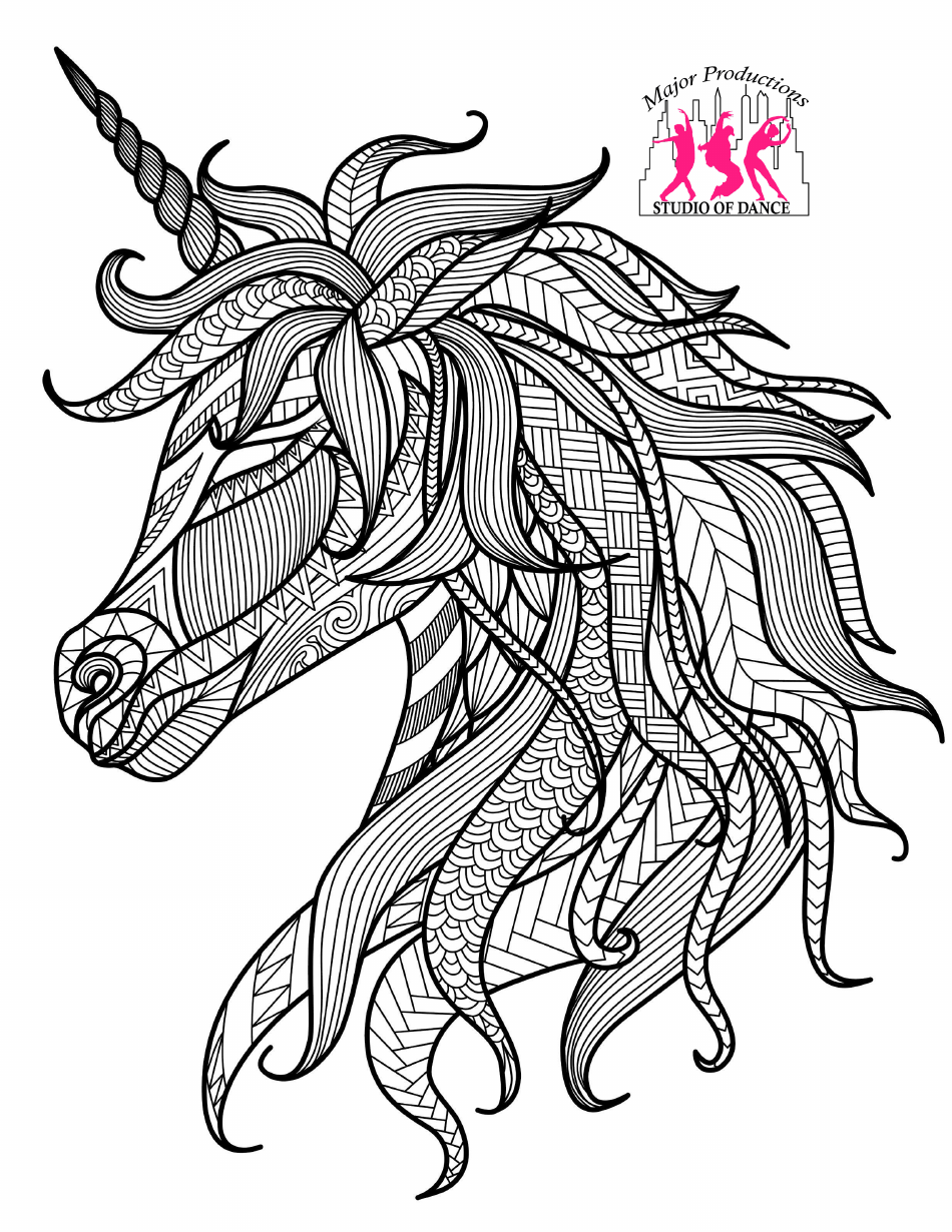 Adult Coloring Page Unicorn Preview
