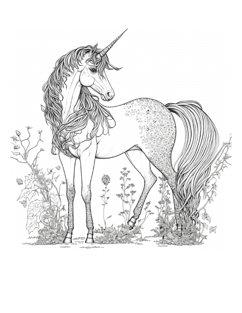 Intricate Unicorn Coloring Page