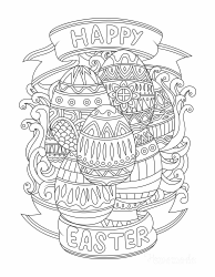 Document preview: Happy Easter Collage Coloring Page